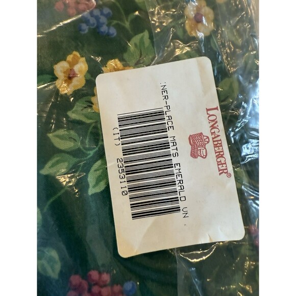 Longaberger Emerald Vine Placemats Set of 4 Double Sided Fabric - Picture 2 of 3